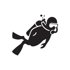 scuba diver vector silhouette clip art logo design illustration