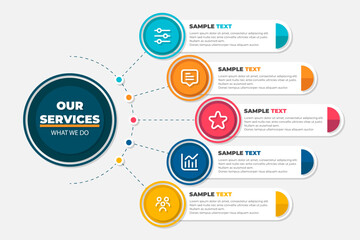 Fototapeta premium Modern business infographic template with colorful service icons and text layout