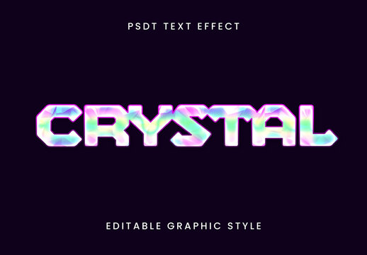 Iridescent Crystal Shiny Text Effect Beveled Glowing Font