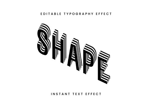 Black And White Layered Isometric 3D Text Effect Geometric Layer Font