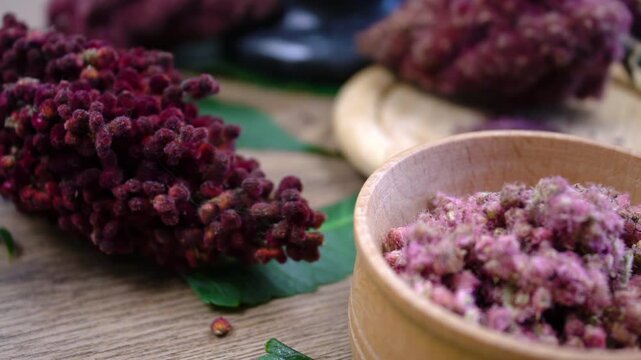Fresh fruits and ground powder of Sumac (Rhus coriaria): Red Sumac spice