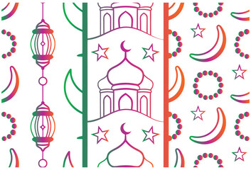 Islamic Mosque and Lantern Seamless Pattern Vector Illustration