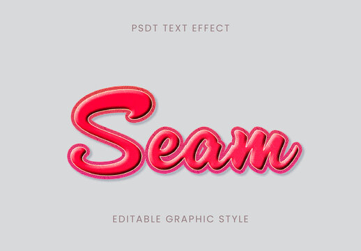 Red Stitch Embroidery Text Effect Fabric Script Font