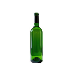 Green Glass Wine Bottle Isolated on White Background for Design Use