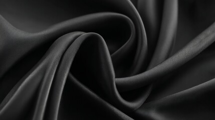Fototapeta premium Luxurious Black Silk Fabric with Soft Folds and Minimal Background for Elegant Design and Presentation