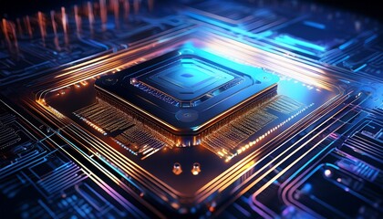 chiplets technology depict an advanced computing device powered by chiplets showcasing its compact efficiency and power