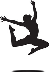 Dynamic dancer performing a graceful jump silhouette