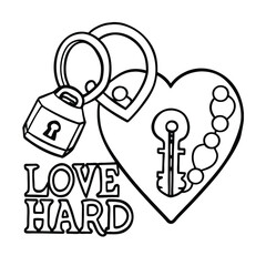 key to the heart vector symbol illustration cartoon people art icon logo