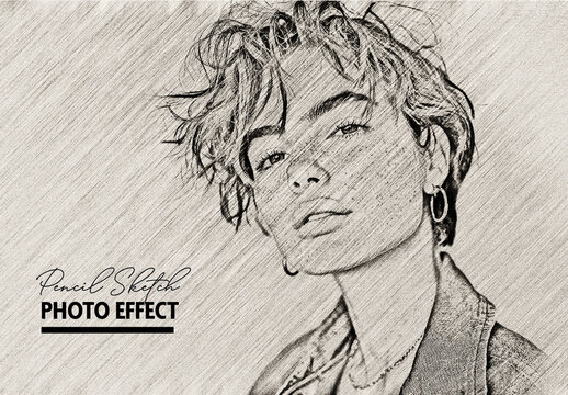 Beige and Black Pencil Sketch Photo Effect