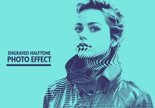 Blue Engraved Duotone Photo Effect
