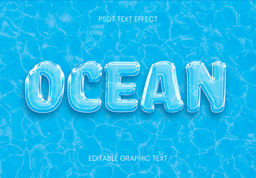Blue Water Text Effect Liquid Beveled Font