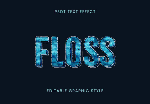 Blue Stitch Embroidery Text Effect Jean 3D Font