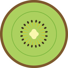 Fototapeta premium Vector art of a crosssection of a kiwi fruit showing its green flesh and black seeds