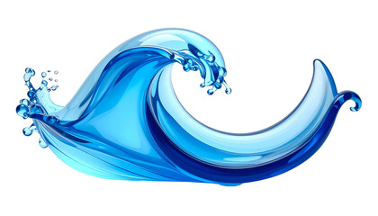 A stylized wave cresting, rendered in translucent blues and whites, isolated on black