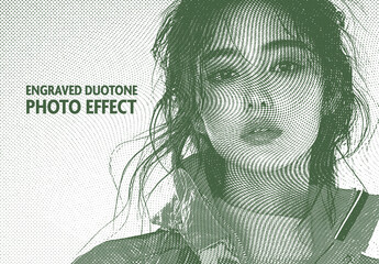 Green Engraved Duotone Photo Effect