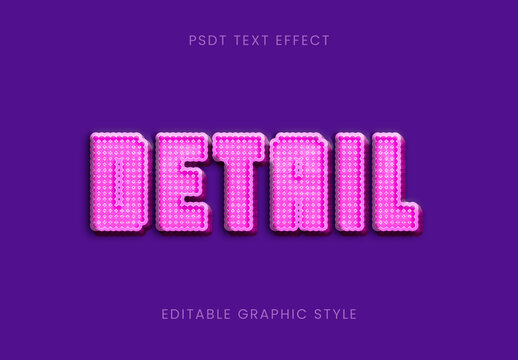 Pink Stitch Embroidery Text Effect Dotted Textile 3D Font