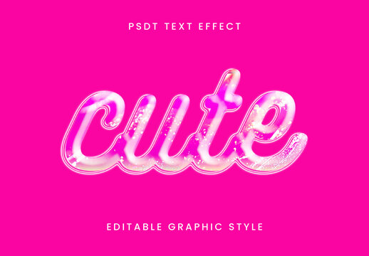 Pink And White Cute Glossy Script Text Effect Shiny Cursive Font