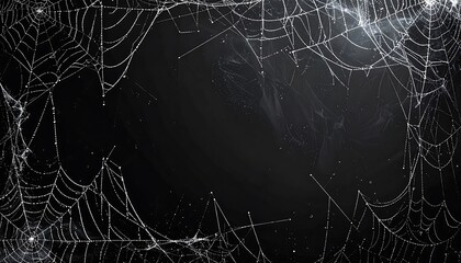 Monochrome spider webs forming intricate patterns around a heart-shaped empty center. AI generated.