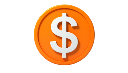 Isolated, 3D rendering of a golden coin with white dollar sign against black backdrop
