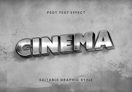 Silver Movie Title Text Effect Metallic 3D Font