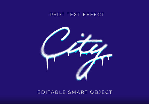 White And Blue Flat Graffiti Drip Font Street Urban Spray Text Effect