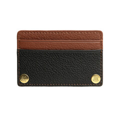 Naklejka premium Horizontal shot of a leather cardholder showcasing a two-tone brown and black design