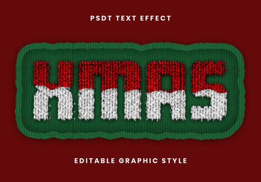 Colorful Knitted Sweater Christmas Text Effect Patch Xmas Font