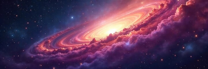 Fototapeta premium Vast cosmic expanse, swirling nebulae and distant galaxies illustrate the immense scale and mystery of the universe's mass A breathtaking view of the cosmos , solar system, universe mass, space