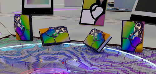 Aesthetic aesthetology aesthereal 3D render concept abstract books story fantasy