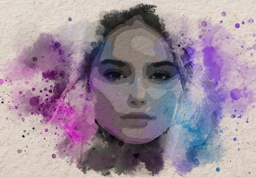 Pink And Purple Watercolor Photo Effect