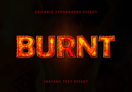 Red And Orange Burnt Text Effect Fire Charred Font