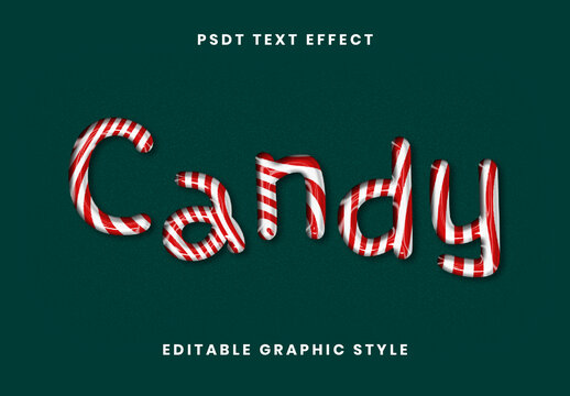 Red And White Candy Cane Christmas Text Effect Xmas Peppermint Font
