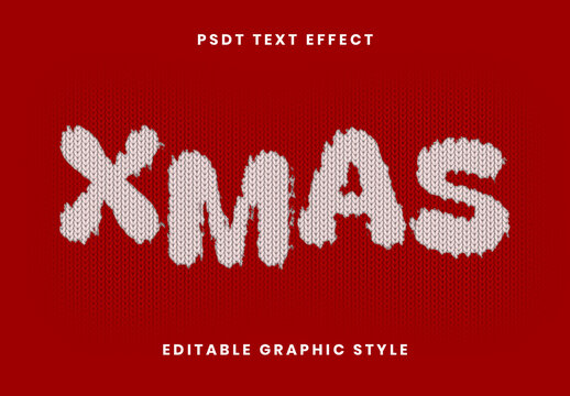 White Knitted Sweater Christmas Text Effect Xmas Knitted Font