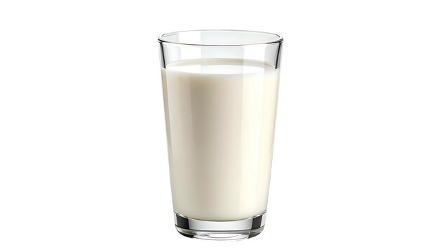 A tall, transparent glass filled with white, opaque liquid against a stark black backdrop