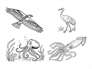 coloring page line art the animal black vector bundle
