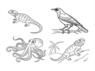 coloring page line art the animal black vector bundle