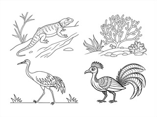 coloring page line art the animal black vector bundle