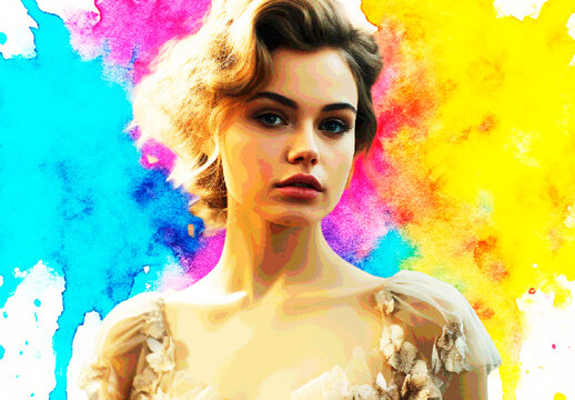 Colorful Paint Splash Photo Effect Artistic Watercolor Portrait