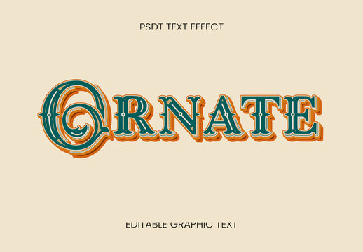 Green And Orange Filigree Victorian Font Text Effect
