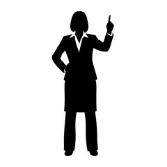 Obraz premium Silhouette of a Businesswoman Pointing Upwards Conceptual Vector Illustration