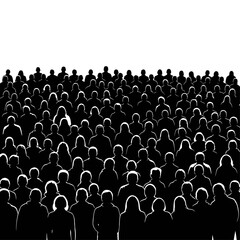 Fototapeta premium Silhouetted Crowd A Monochrome Depiction of Collective Presence and Unity