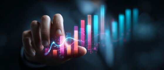 Business scalability concept with holographic charts