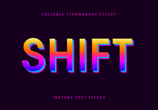 Colorful Offset Text Effect Layered Gradient Font