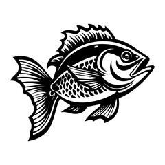 Obraz premium Fish png flat old school illustration, transparent background.
