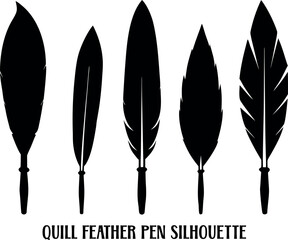 feather quill pen silhouette vector, feather quill pen black symbol, feather quill pen  icon