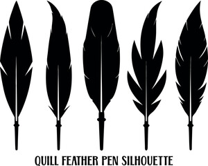 feather quill pen silhouette vector, feather quill pen black symbol, feather quill pen  icon