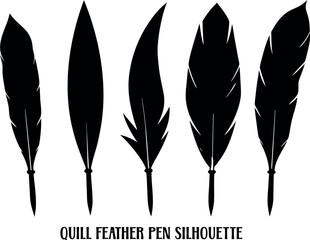 feather quill pen silhouette vector, feather quill pen black symbol, feather quill pen  icon