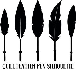 feather quill pen silhouette vector, feather quill pen black symbol, feather quill pen  icon