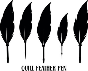 feather quill pen silhouette vector, feather quill pen black symbol, feather quill pen  icon