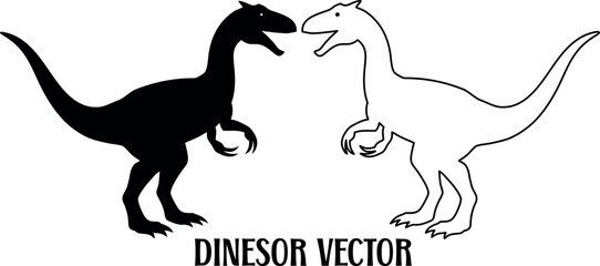 dinosaur black silhouette vector, dinosaur outline art, dinosaur line art